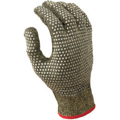 Cut resistant 13-gauge PVC dotted on both sides seamless knit Kevlar w/Stainless Steel yellow w/black coating ANSI CUT LEVEL 4/large - Exact Tooling