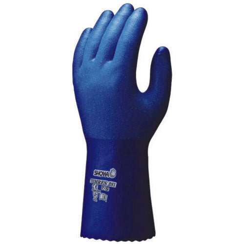 Liquid-proof fully-coated Polyurethane nylon liner 10.8″ blue rough grip/extra large - Exact Tooling