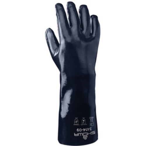 Chemical resistant neoprene fully coated 14″ gauntlet/wrinkle finish navy/small - Exact Tooling