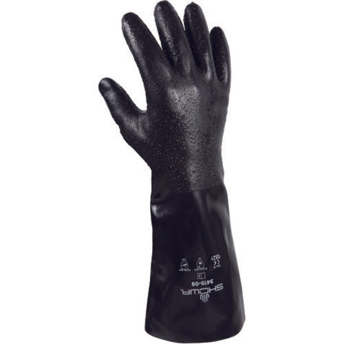 Chemical resistant neoprene fully coated 14″ gauntlet/rough finish seamless liner navy /large - Exact Tooling