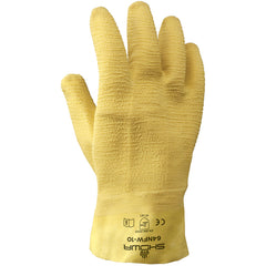 General purpose natural rubber fully-coated 10″ gauntlet cuff yellow wrinkle-finish/large - Exact Tooling