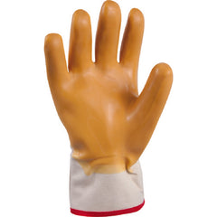 General purpose natural rubber palm-coated reinforced safety cuff white w/yellow dip smooth-finish/L - Exact Tooling