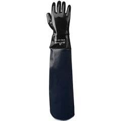 Chemical resistant 12″ fully coated neoprene gauntlet 20″ nitrile laminated shoulder length sleeve black/L - Exact Tooling