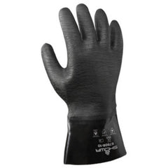 Chemical resistant neoprene fully coated heavyweight 12″ gauntlet black rough finish/large - Exact Tooling