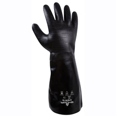 Chemical resistant neoprene fully coated heavyweight elbow length gauntlet black rough finish/large - Exact Tooling