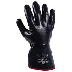 General purpose nitrile-coated navy fully-coated with sewn-on 5″ impregnated cuff/large - Exact Tooling