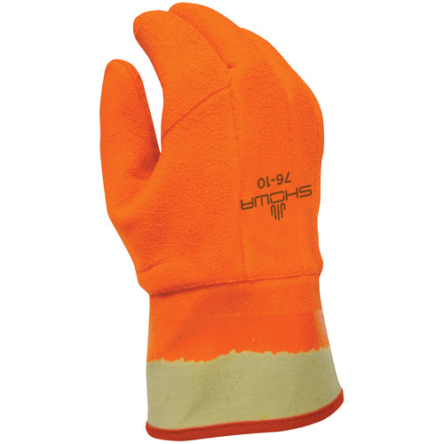 Insulated PVC fully coated vinyl safety cuff wrinkle finish safety orange/large - Exact Tooling