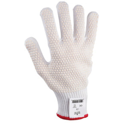 Cut resistant 10-gauge seamless knit PVC dotted HPPE w/Stainless Steel white ambidextrous ANSI CUT LEVEL 4/medium - Exact Tooling