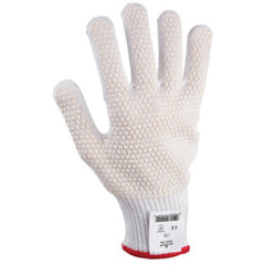 Cut resistant 10-gauge seamless knit PVC dotted HPPE w/Stainless Steel white ambidextrous ANSI CUT LEVEL 4/extra small - Exact Tooling