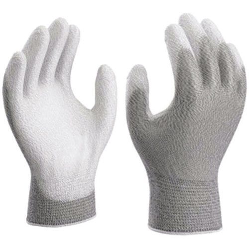 13- gauge engineered static-dissipative nylon w/polyurethane palm coating grey with white coating smooth grip small - Exact Tooling