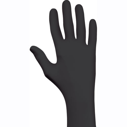 Disposable Powder-Free Accelerator-Free Textured Fingertip Nitrile 9 1/2″ 4 mil Rolled Cuff Black/Medium
