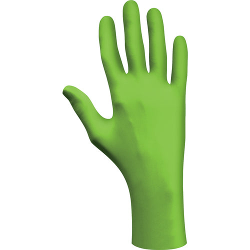 ‎Accelerator free disposable 100%-nitrile powder-free textured fingertips 9-1/2″ 4-mil rolled cuff green/S - Exact Tooling