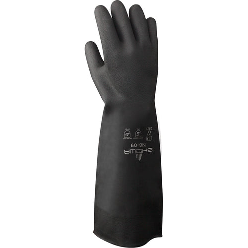 Chemical resistant unsupported neoprene 18″ 30-mil black unlined textured grip rolled cuff/medium - Exact Tooling
