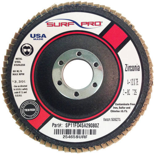 ‎4 1/2″ × 5/8″-11-120 Grit - Zirc Plus Coated Abrasive - Type 27 Flap Disc - Exact Tooling