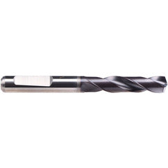 #21 Dia. × 6 mm Shank × 24 mm Flute Length × 66 mm OAL, 140°, TiAlN-TA14, 2 Flute, External Coolant, HE Solid Carbide Drill - Exact Tooling