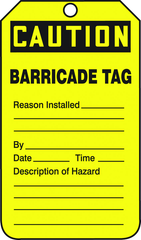 Barricade Tag, Caution Barricade Tag, 25/Pk, Plastic - Exact Tooling
