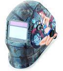 #41295 - Solar Powered Auto Darkening Welding Helment; Motorcycle Pin Up Girl Graphics - Exact Tooling