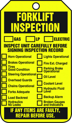 Forklift Tag, Forklift Inspection (Checklist)/Forklift Inspect, 25/Pk, Plastic - Exact Tooling