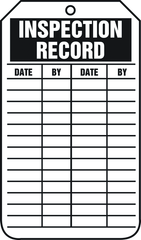 Inspection Record Tag, Inspection Record, 25/Pk, Plastic - Exact Tooling
