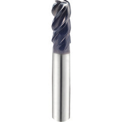 3/8″ × 3/8″ × 1 1/4″ × 3″ 4 Flute 0.0600'' C/R Carbide End Mill-Plain Shank - Y-Coating - Exact Tooling