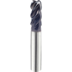 1/2″ × 1/2″ × 1 1/4″ × 3 1/2″ 4 Flute 0.1250″ C/R Carbide End Mill-Plain Shank - Y-Coating