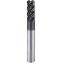 3/8″ × 3/8″ × 1/2″ × 4″ 5 Flute Square End Carbide End Mill-Plain Shank - Y-Coating