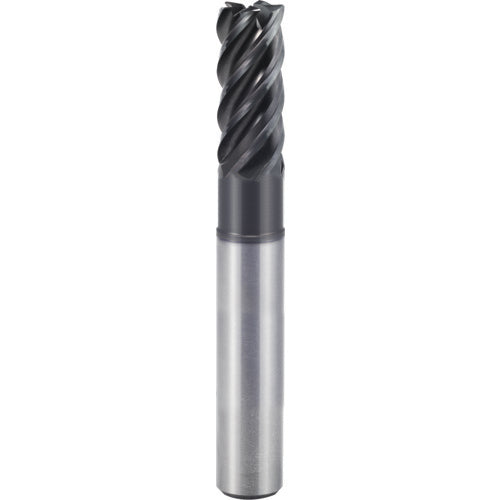 1/2″ × 1/2″ × 5/8″ × 6″ 5 Flute 0.0300″ C/R Carbide End Mill-Plain Shank - Y-Coating - Exact Tooling