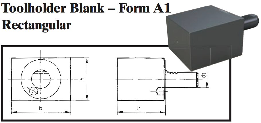VDI Toolholder Blank - Form A1 Rectangular - Part #: CNC86 B50.125.160.120 - Exact Tooling