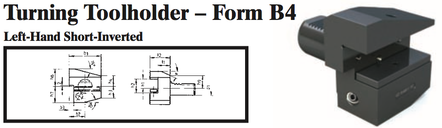 VDI Turning Toolholder - Form B4 (Left-Hand Short-Inverted) - Part #: CNC86 24.3020.1 - Exact Tooling