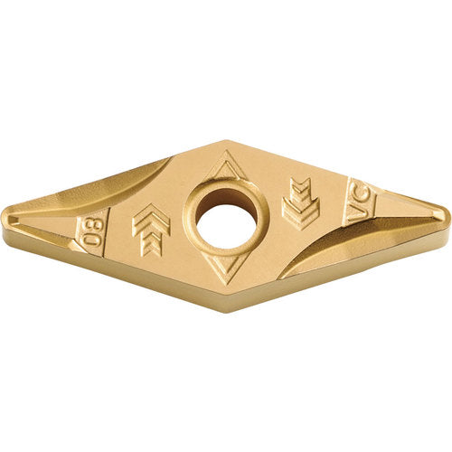 VNMG 332 VC CA525, 1/32″ Corner Radius, 3/16″ Thick, 3/8″ Inscribed Circle, TiCnulll2O3/TiN, Diamond, Turning Indexable Insert - Exact Tooling