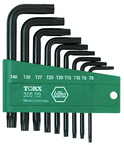 9 Piece - T8; T9; T10; T15; T20; T25; T27; T30; T40 - Black Finish - Torx L-Key Short Arm Set & Holder - Exact Tooling