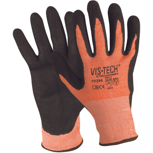 FLEXTECH Size L Hi-Vis ANSI 4 Nitrile Palm Glove Y9296L - Exact Tooling