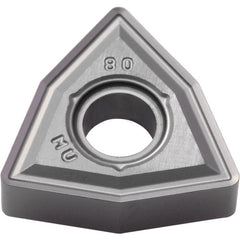 WNMG 432 MU PR005S, 1/32″ Corner Radius, 3/16″ Thick, 1/2″ Inscribed Circle, MEGACOAT HARD, Trigon, Turning Indexable Insert - Exact Tooling