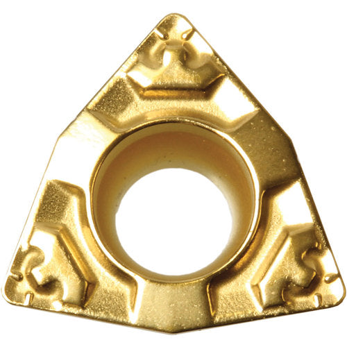 WPMT 321 GP CA525, 1/64″ Corner Radius, 1/8″ Thick, 3/8″ Inscribed Circle, TiCnulll2O3/TiN, Trigon, Turning Indexable Insert - Exact Tooling