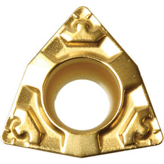 WPMT 321 GP CA5515, 1/64″ Corner Radius, 1/8″ Thick, 3/8″ Inscribed Circle, TiCnulll2O3/TiN, Trigon, Turning Indexable Insert - Exact Tooling