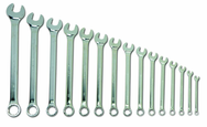 Snap-On/Williams Fractional Combination Wrench Set -- 15 Pieces; 12PT Satin Chrome; Includes Sizes: 5/16; 3/8; 7/16; 1/2; 9/16; 5/8; 11/16; 3/4; 13/16; 7/8; 15/16; 1; 1-1/16; 1-1/8; 1-1/4" - Exact Tooling