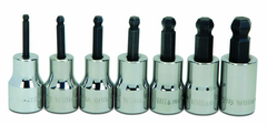 7 Piece - 1/8; 5/32; 3/16; 7/32; 1/4; 5/16; & 3/8" - 3/8" Drive - Ball Hex Socket Set - Exact Tooling