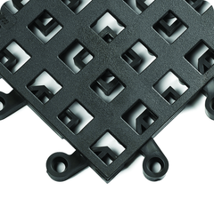 ErgoDeck Heavy Duty Open Egronomic TilesÂ 18" x 18" x 7/8" Thick (Black) - Exact Tooling
