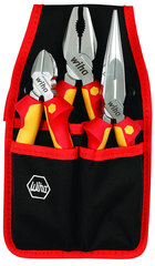 3 Piece - Insulated Belt Pack Pouch Set with 6.3" Diagonal Cutters; 8" Long Nose Pliers; 8" Combination Pliers in Belt Pack Pouch - Exact Tooling