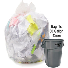 60 gal, 1.35 mil, Natural, 38″ × 58″ - Case of 100, Revolution Bag Hercules Recycled Low Density Can liners - Exact Tooling