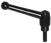 70551, Clamp Lever Size 5 Zinc Ball Style with Steel Stud Insert 1/2-13 x 1.57, Screw and Spring - Exact Tooling