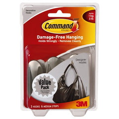 ‎Command Medium Designer Hook 17081BN-3ES Brushed Nickel - Exact Tooling