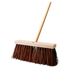 Street Broom, Hardwood Block, Palmyra Fill - Wide flared ends - Tapered handle holes - Exact Tooling