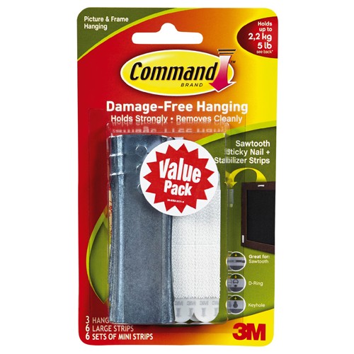 ‎Command Universal Picture Hangers 3 hangers 6 strips 6 stabilizer pairs 17047-3ES - Exact Tooling