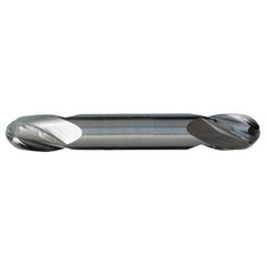 3/16″ Dia. × 3/8″ Shank × 1/2″ DOC × 3″ OAL, Carbide TiAlN, Spiral , 4 Flute, CW Helix, Round, Ballnose End Mill - Exact Tooling