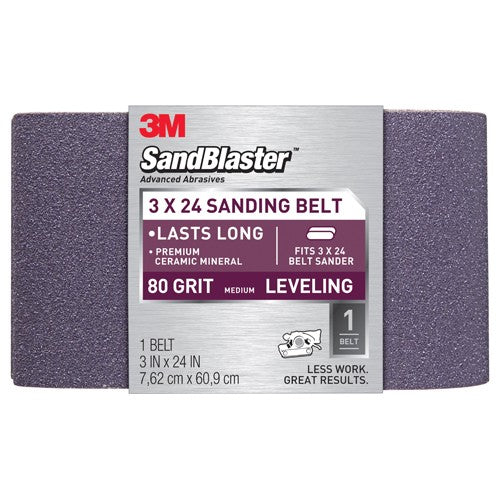 3M SandBlaster Sanding Belt 9195NA 3″ × 24″ 80 grit - Exact Tooling