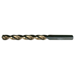 25/64 RHS / RHC HSS 135 Degree Split Point Heavy Duty Parabolic Jobber Length Drill - Black & Gold - Exact Tooling