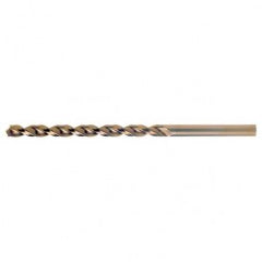#10 RHS / RHC HSS-CO 8% (M42) 135 Degree Split Point Q-Cobalt Wide Land Parabolic Taper Length Drill - Straw / Gold Oxide - Exact Tooling