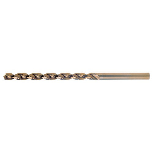 1/2 RHS / RHC HSS-CO 8% (M42) 135 Degree Split Point Q-Cobalt Wide Land Parabolic Taper Length Drill - Straw / Gold Oxide - Exact Tooling