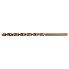 1/2 RHS / RHC HSS-CO 8% (M42) 135 Degree Split Point Q-Cobalt Wide Land Parabolic Taper Length Drill - Straw / Gold Oxide - Exact Tooling